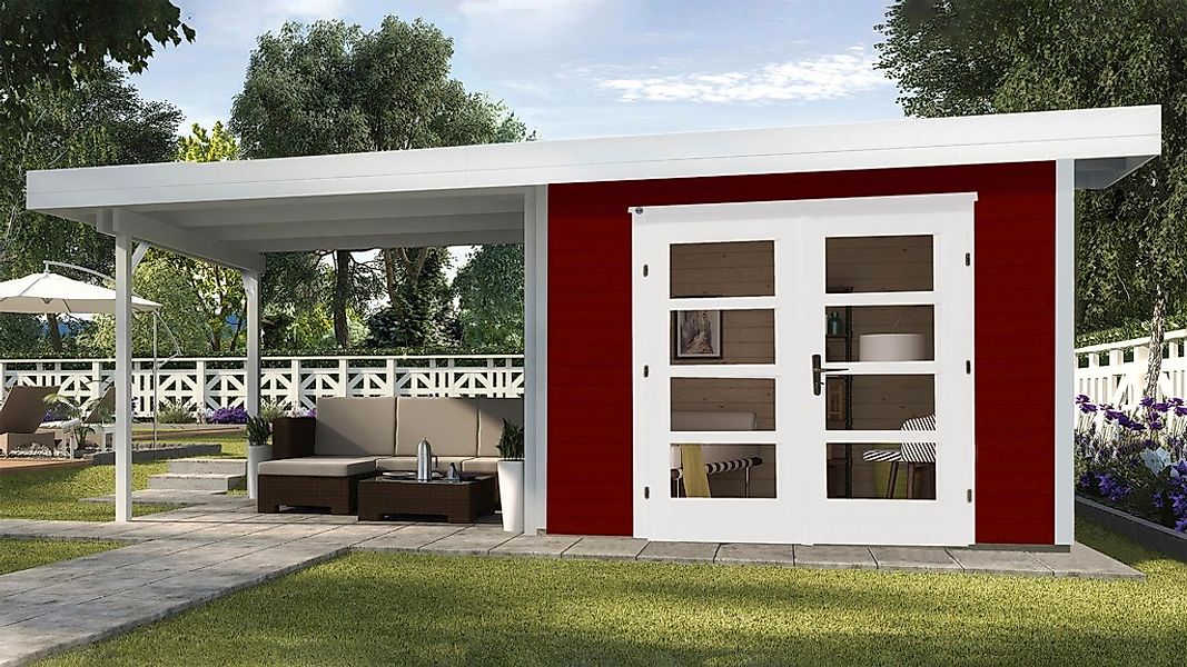 weka Gartenhaus "Designhaus 126 Plus", (Set), mit Anbaudach günstig online kaufen