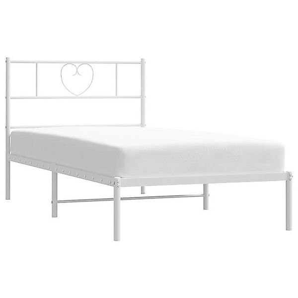 vidaXL Bett Bettgestell mit Kopfteil Metall Weiß 100x190 cm günstig online kaufen