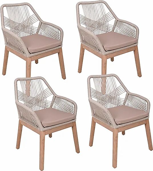 Garden Pleasure Armlehnstuhl "POMONA, braun, 4er Set", (Set), 4 St., braun günstig online kaufen