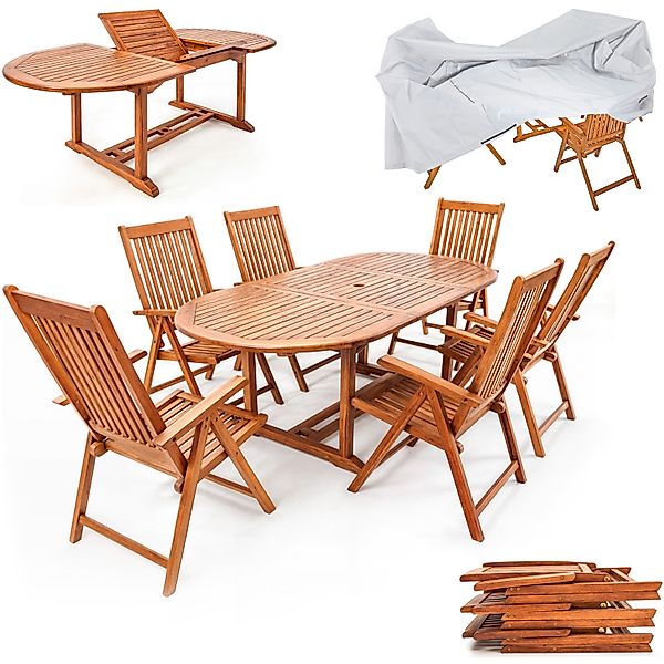 Garten-Sitzgruppe Vanamo 7-tlg Eukalyptusholz FSC®-zertifiziert Abdeckung günstig online kaufen