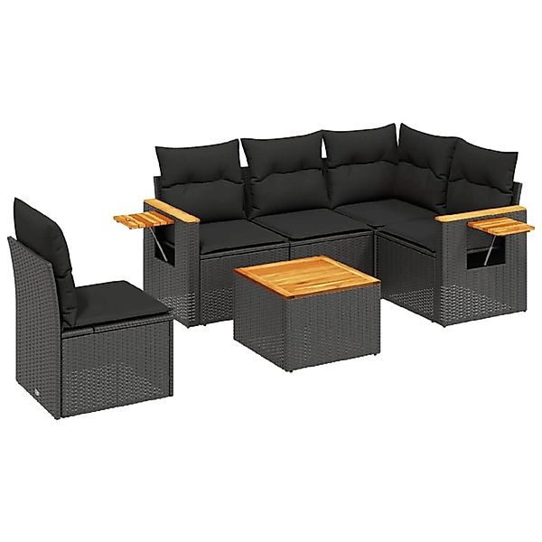 vidaXL 6-Tlg Garten-Sofagarnitur mit Kissen Schwarz Poly Rattan 3259220 günstig online kaufen