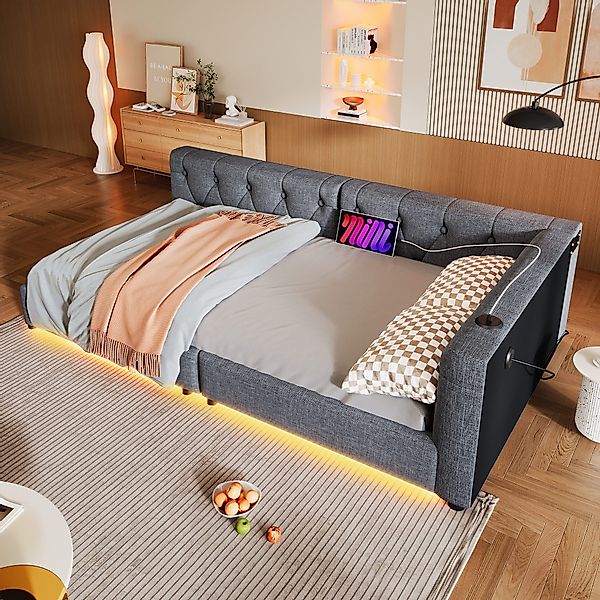 STILVORA Schlafsofa 90x200 mit LED&Matratze,Tagesbett Daybett günstig online kaufen