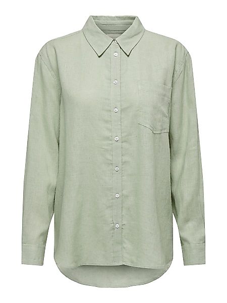 ONLY Einfarbiges Leinenmix Hemd Damen Grün günstig online kaufen