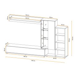 Lomadox Wohnwand SAPRI-164, (4-St., Wandboard Hängevitrine günstig online kaufen