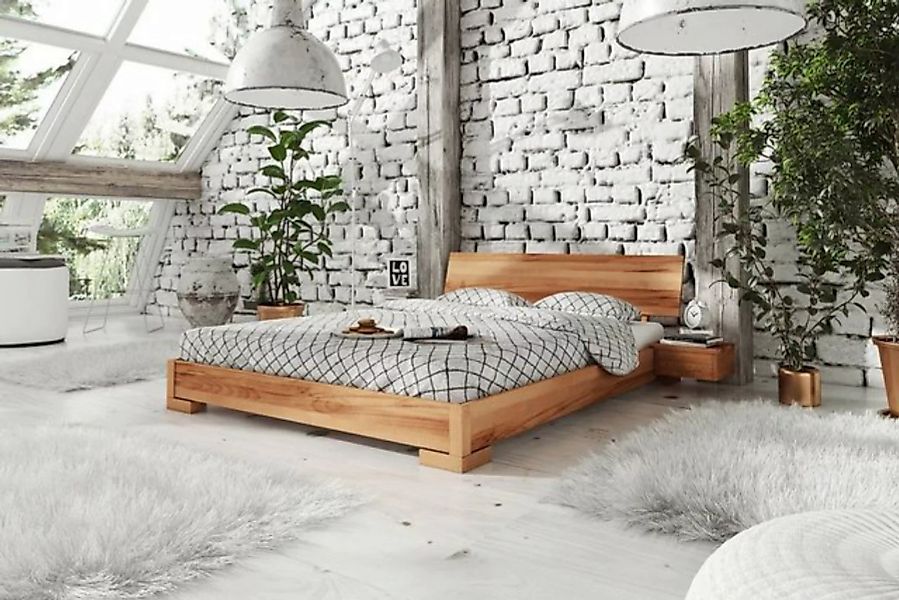 Natur24 Bett Bett Bento 3 Sonderlänge 180x190 Kernbuche Holzkopfteil und Ho günstig online kaufen