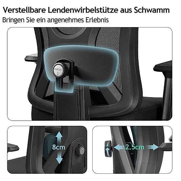 DoChair Bürostuhl Ergonomischer mit Verstellbarer Kopfstütze günstig online kaufen