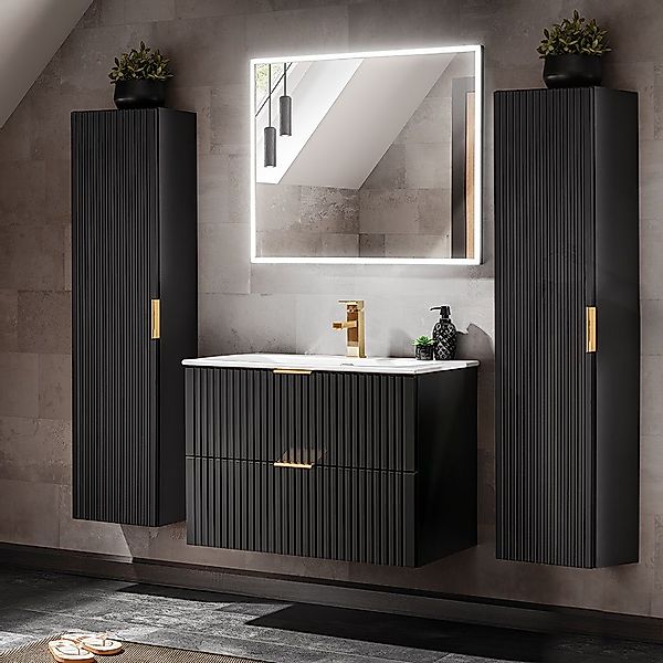 Lomadox Badmöbel-Set ADELAIDE-56-BLACK, (Spar-Set, 4-St), Badmöbel günstig online kaufen