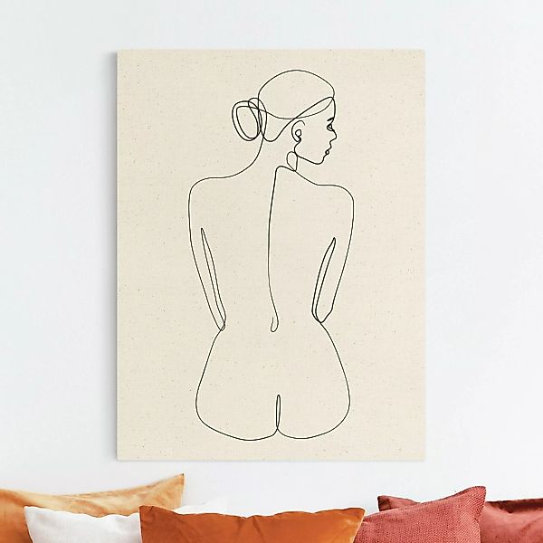Leinwandbild auf Naturcanvas Line Art Akt Frau Rücken Schwarz Weiß günstig online kaufen