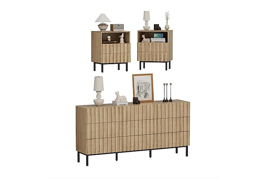 UEV Schlafzimmer-Set 3er-Set Schlafzimmermöbel, Möbelset im Industrial Stil günstig online kaufen