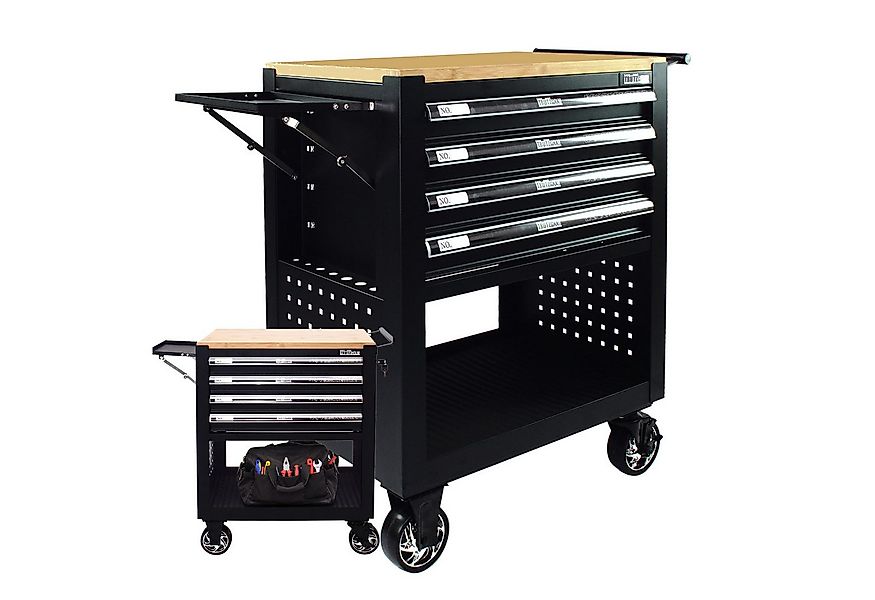 TRUTZHOLM Werkstattwagen Werkzeugwagen 4 Schubladen leer schwarz Hartholzpl günstig online kaufen