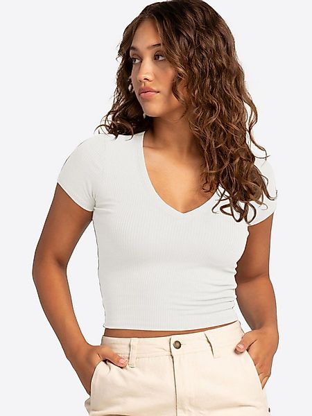 Imily Bela T-Shirt Damen Cropped mit V-Ausschnitt Geripptes Oberteil (Packu günstig online kaufen