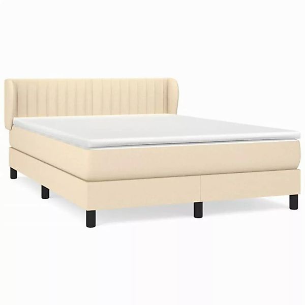 vidaXL Boxspringbett Boxspringbett mit Matratze Creme 140x200 cm Stoff Bett günstig online kaufen