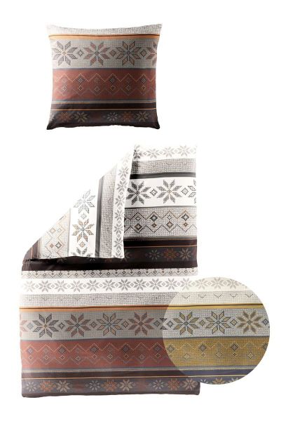 JACK Bettwäsche 135x200cm Strickmuster Braun Gelb günstig online kaufen