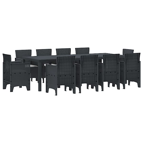 vidaXL 11-tlg Garten-Essgruppe mit Kissen Anthrazit Poly Rattan 3378594 günstig online kaufen