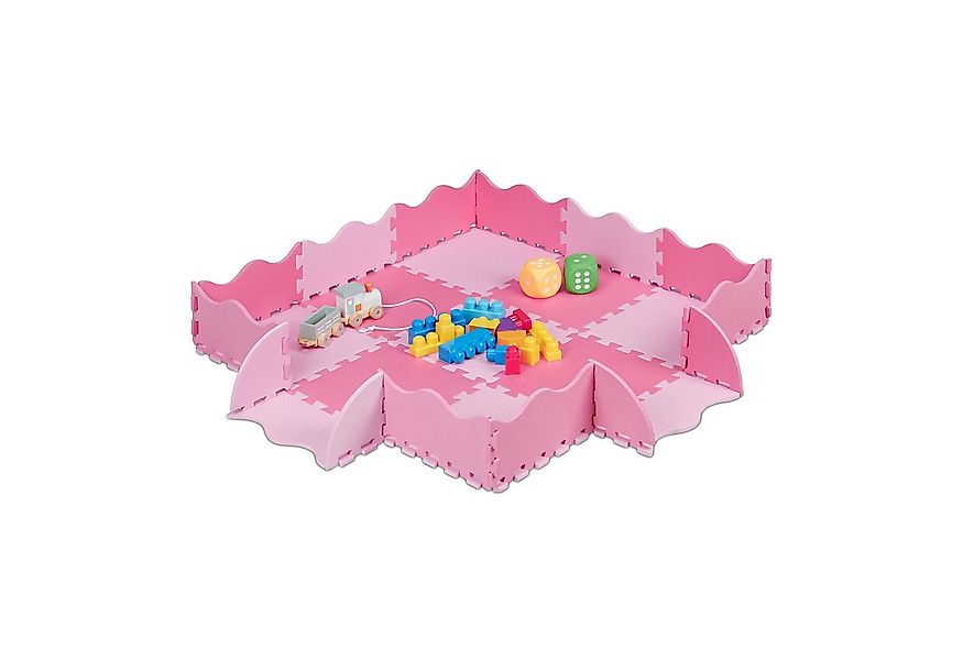 relaxdays Spielmatte 25-teilige Puzzlematte mit Rand, Rosa günstig online kaufen