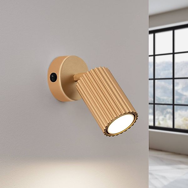 Wandstrahler Karbon, goldfarben, Ausladung 16 cm, Schalter günstig online kaufen