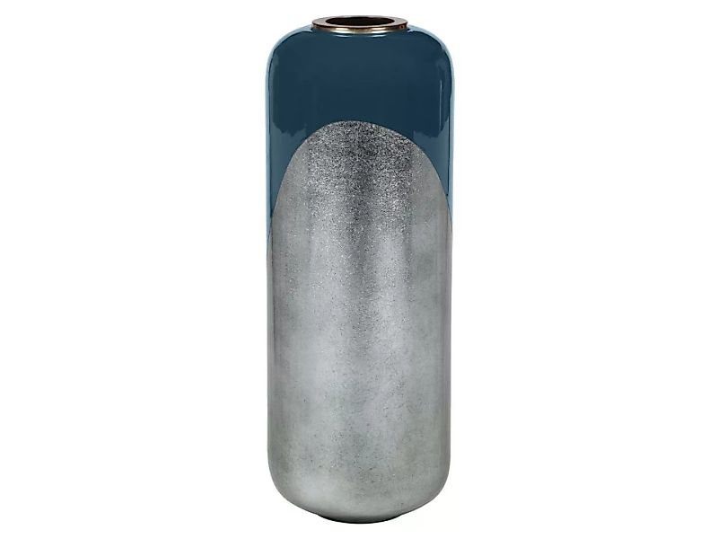Große Vase - emailliertem Metall - D 30 x H 82 cm - Schwarz & Blattsilber-O günstig online kaufen