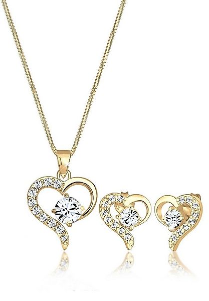 Elli Schmuckset Set mit Herz Weiß 925 Sterling Silber, mit Kristallen von S günstig online kaufen