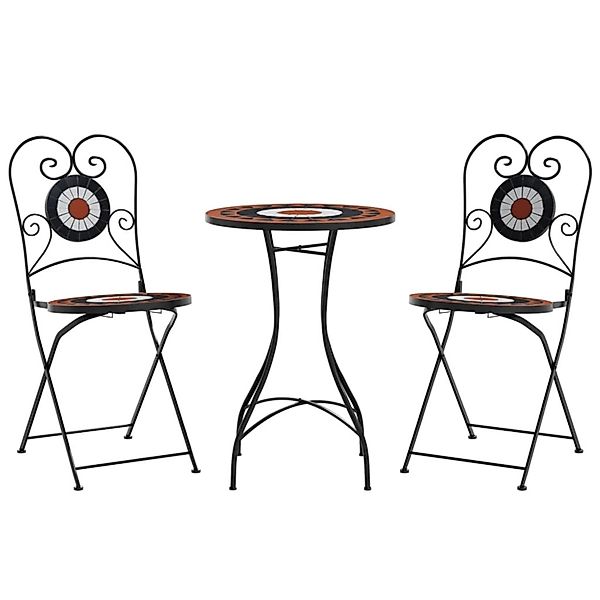 vidaXL Mosaik-Bistro-Set Terrakottarot und Weiß Eisen und Keramik 3216355 günstig online kaufen