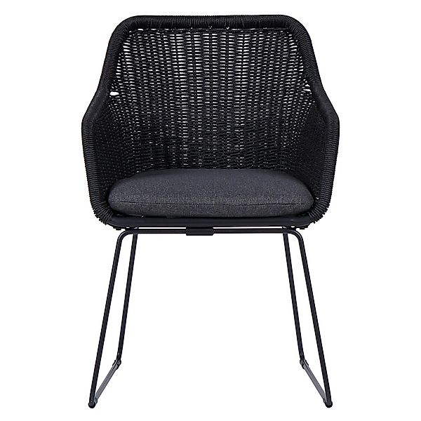 ebuy24 Sif Gartenstuhl Polyrattan mit Kissen Schwarz Grau günstig online kaufen