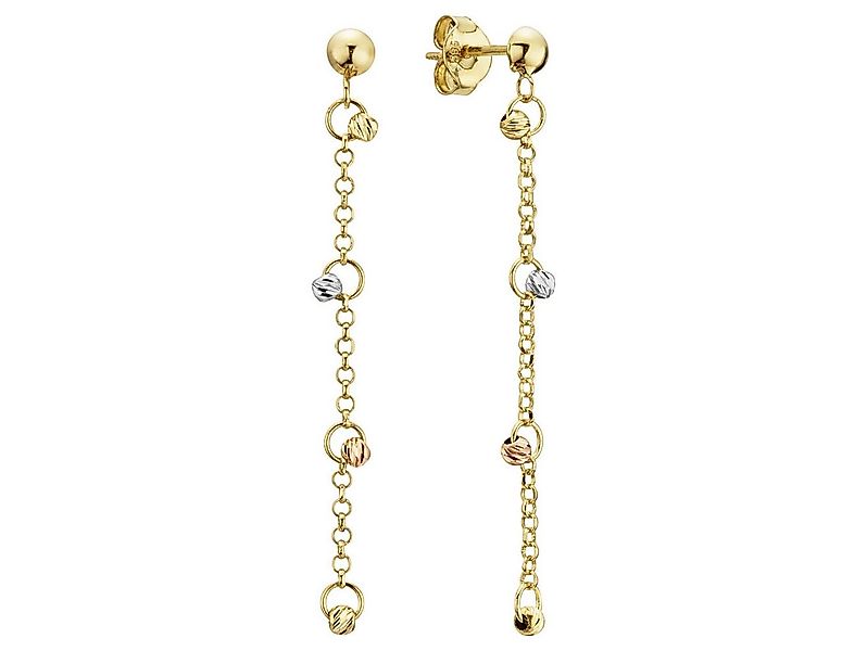 Schmuck Krone Paar Ohrhänger Ohrhänger 50mm Kügelchen 585 Gold gelb/weiß/ro günstig online kaufen