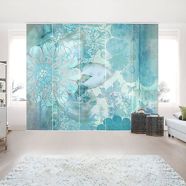 Bilderdepot24 Schiebegardine modern Flächenvorhang blickdicht Winterblumen, günstig online kaufen