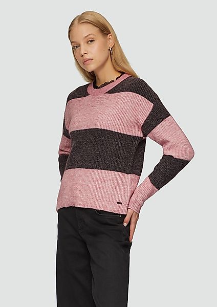 QS Strickpullover Melierter Strickpullover mit überschnittenen günstig online kaufen