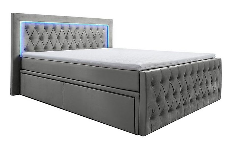 storez24 Boxspringbett Verona, Matratze, Topper, Schubladen, LED-Beleuchtun günstig online kaufen