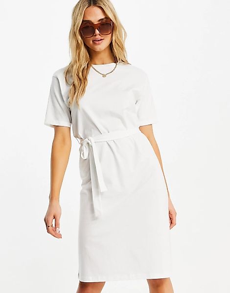 Vero Moda – Aware – T-Shirt-Midikleid aus Bio-Baumwolle in Weiß mit Taillen günstig online kaufen