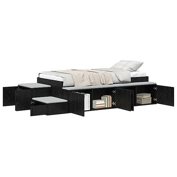 vidaXL Bett Stauraum Bettgestell Schwarz-Eiche 80x200 cm (1-tlg) günstig online kaufen