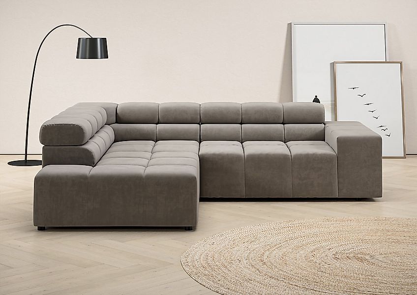 INOSIGN Ecksofa "Ancona, incl. Kopfteilverstellung + 3 Zierkissen, L-Form, günstig online kaufen