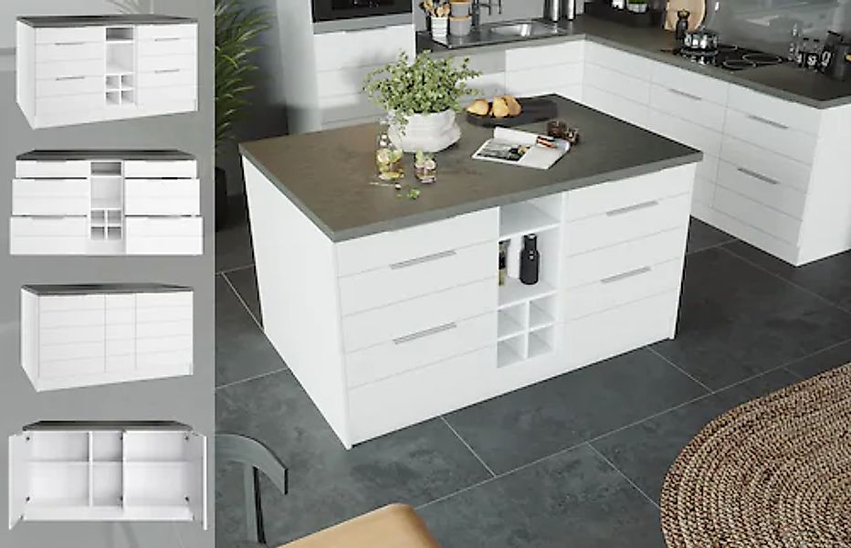 KOCHSTATION Kücheninsel »KS-Luhe, Breite 153 cm, mit Flaschenregal« MDF-Fro günstig online kaufen