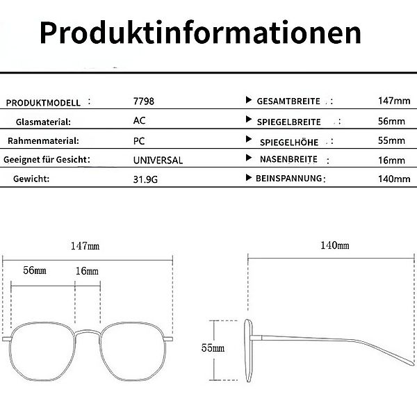 Blusmart Sonnenbrille Damen-Sonnenbrillen (Blockiert UV-Strahlen, quadratis günstig online kaufen
