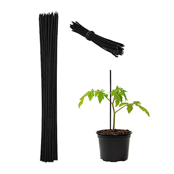 relaxdays Rankhilfe Schwarze Pflanzstäbe 30 cm günstig online kaufen