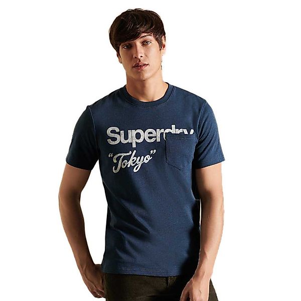 Superdry Core Logo Ac Pocket Kurzärmeliges T-shirt XL Navy Marl günstig online kaufen