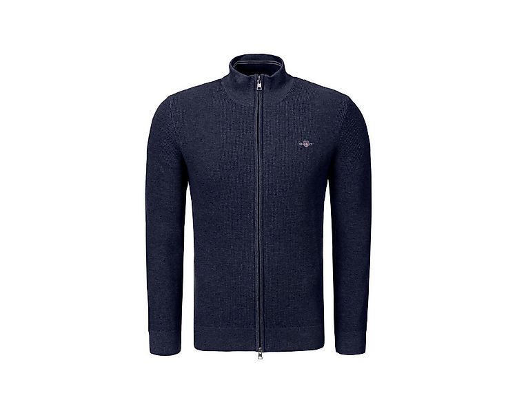 Gant Strickjacke Micro Textured Cotton Zip Herren Sweatjacke, Feinstrickjac günstig online kaufen