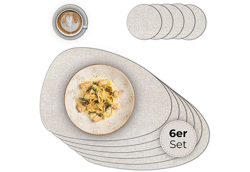 matches21 HOME & HOBBY Platzset Ovales Tischset mit Glasuntersetzer, 6er Se günstig online kaufen