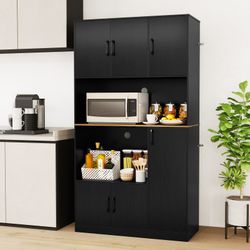 COSTWAY Küchenbuffet mit Steckdose, Arbeitsplatte Küchenschrank günstig online kaufen