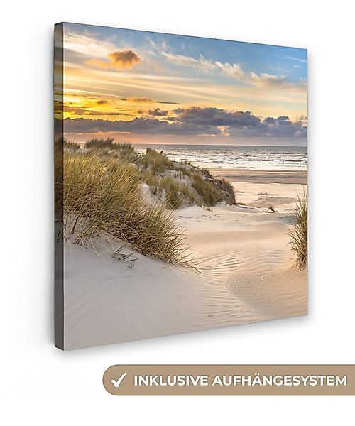 OneMillionCanvasses® Leinwandbild Strand - Düne - Gras - Sonnenuntergang - günstig online kaufen