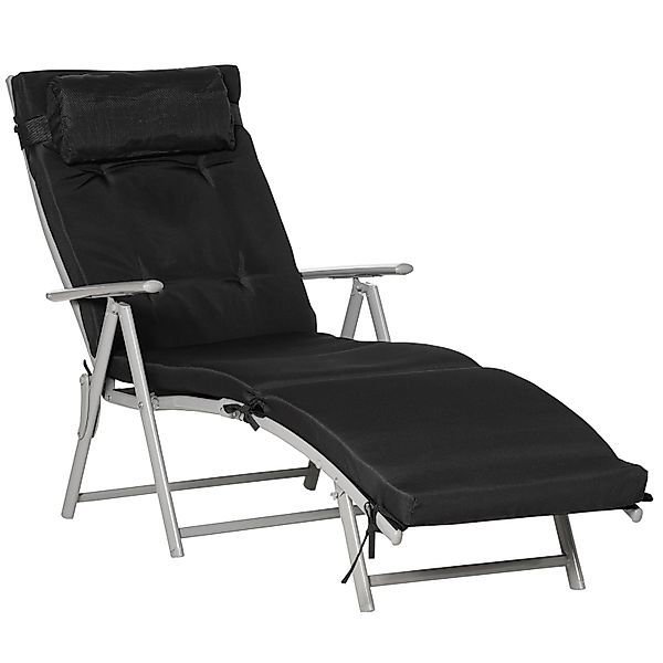 Outsunny Sonnenliege Gartenliege Verstellbar Schwarz günstig online kaufen