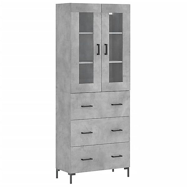 vidaXL Vitrine Highboard Betongrau 69,5x34x180 cm Spanplatte Glas Vitrine günstig online kaufen