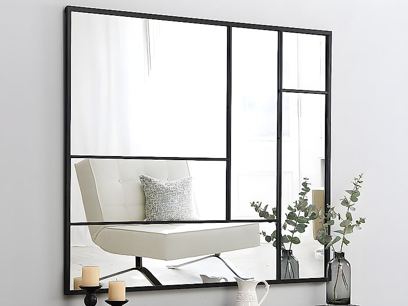 Spiegel - Industrial-Stil - Metall - 150 x 130 cm - Schwarz - MALDONIA günstig online kaufen