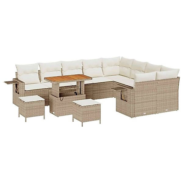 vidaXL Garten-Sofa-Set 12-Tlg Beige Poly Rattan 3361786 günstig online kaufen