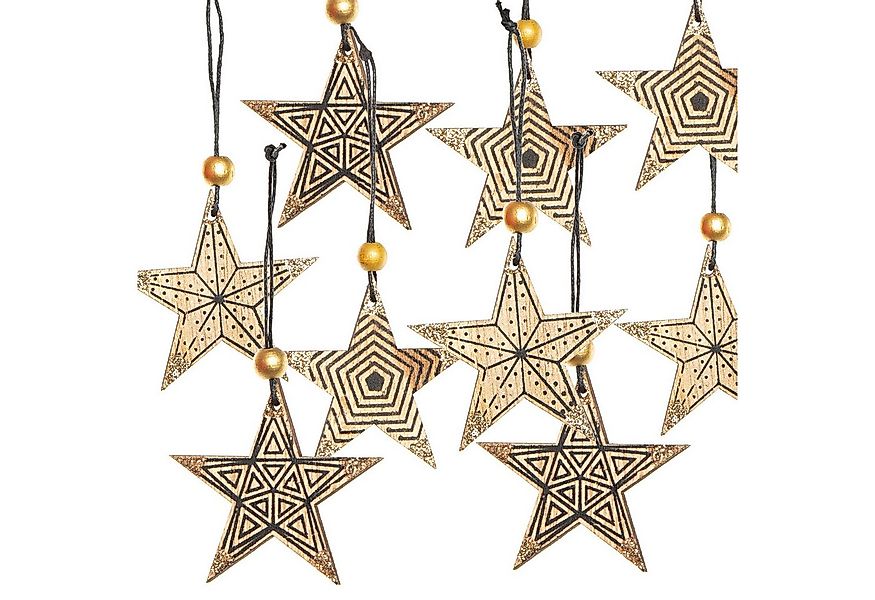 Logbuch-Verlag Dekofigur 9 Sterne Anhänger aus Holz - Holzsterne dunkelbrau günstig online kaufen