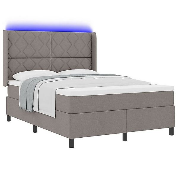 vidaXL Bett LED Boxspringbett mit Matratze Taupe 160x200 cm Stoff (1-tlg) günstig online kaufen