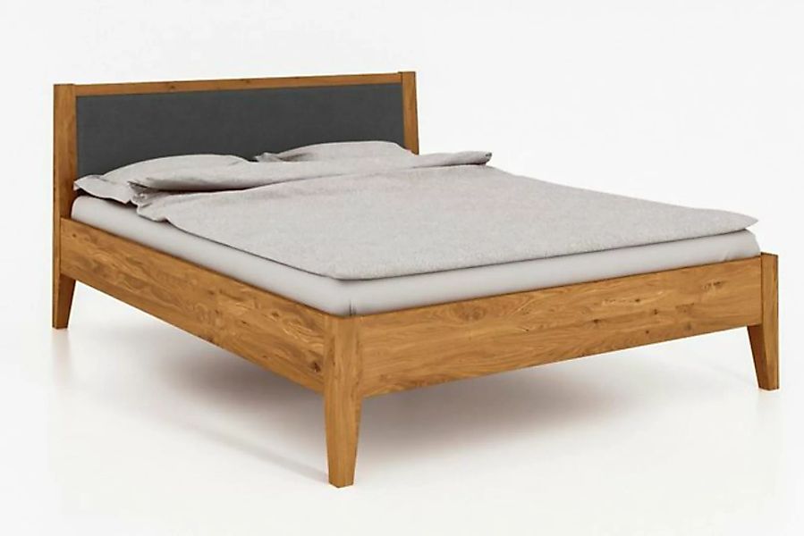byoak Bett ODYS 100 x 190 aus Massivholz, mit Polsterkopfteil, Naturgeölt günstig online kaufen