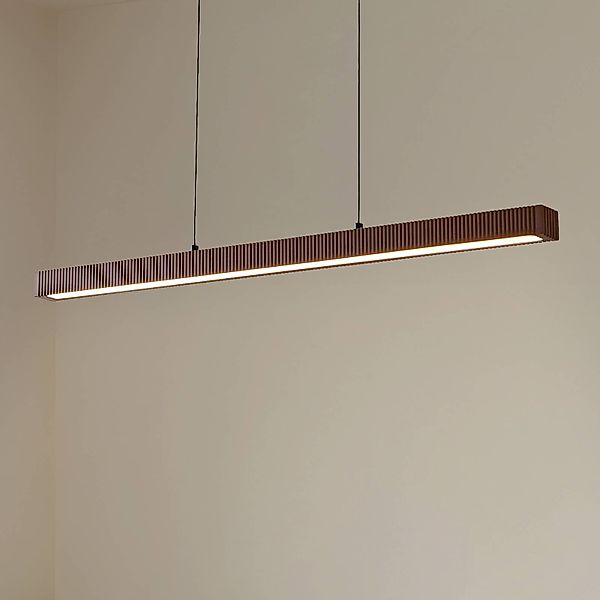 Lucande LED-Hängeleuchte Emara, holz dunkel, Eiche, CCT günstig online kaufen