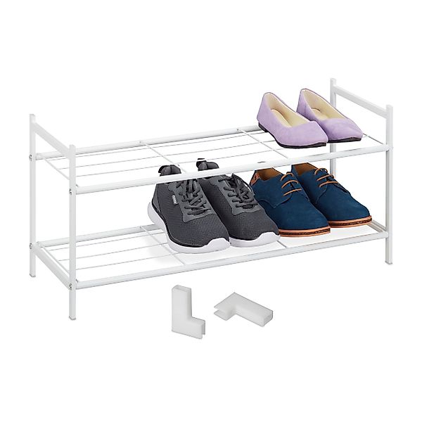 relaxdays Schuhregal Metall Schuhregal stapelbar, Weiß günstig online kaufen