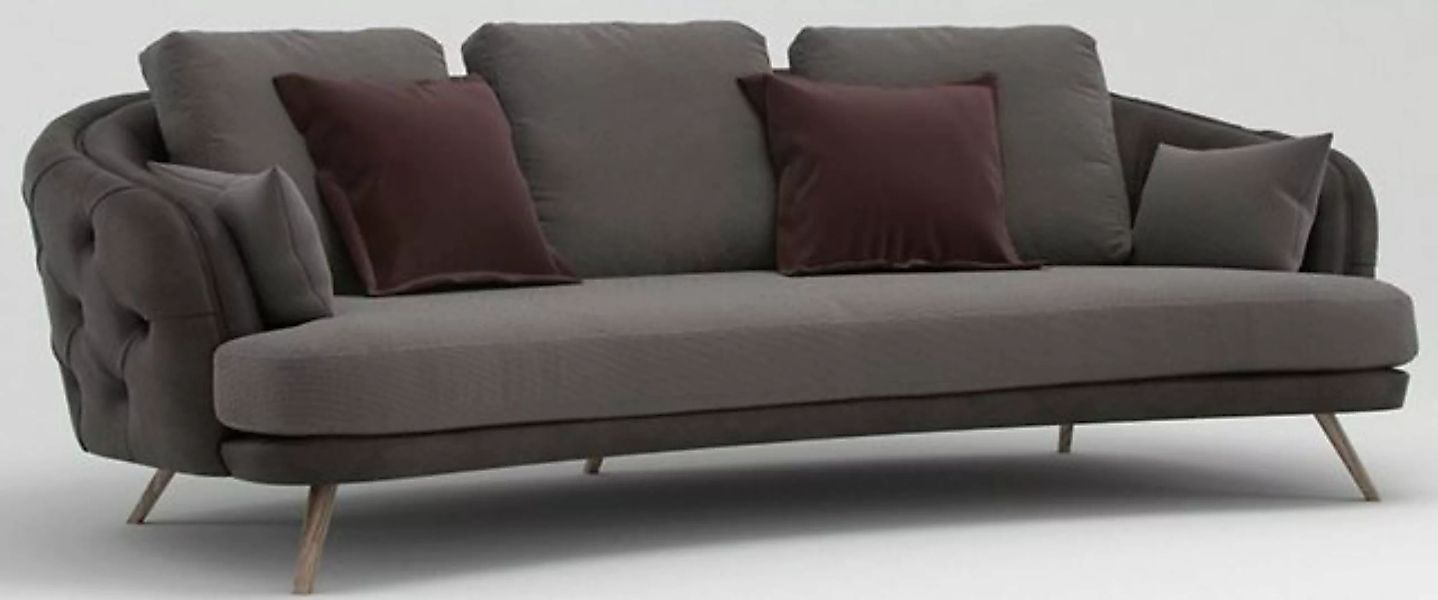Casa Padrino Chesterfield-Sofa Luxus Chesterfield 3-Sitzer Sofa Grau / Brau günstig online kaufen