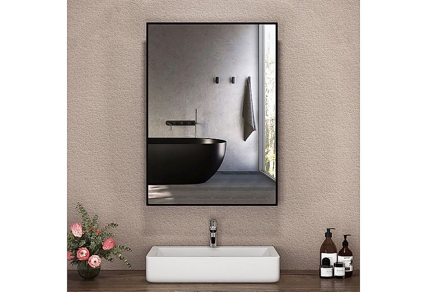 Hopibath Spiegel Flur Eckig Flurspiegel Wandspiegel Schwarz (Hängespiegel, günstig online kaufen